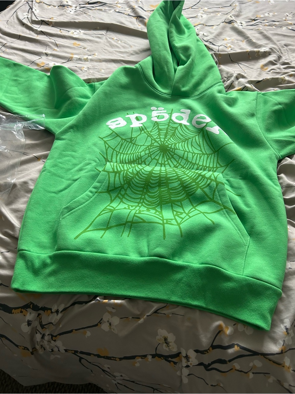 Green Sp5der hoodie size small brand new